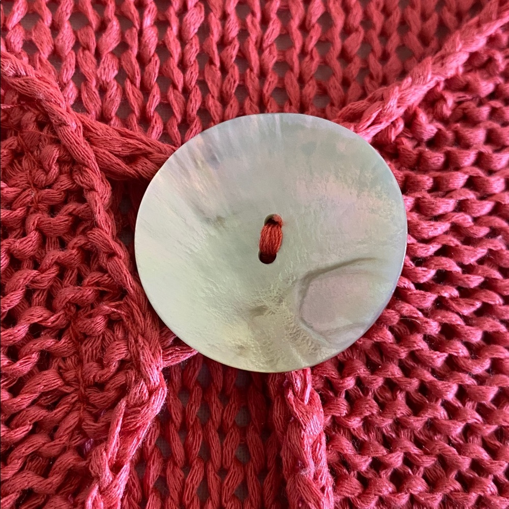 John P. Greece loose knit cardigan in Coral with Abalone Shell buttons - Picture 8 of 15